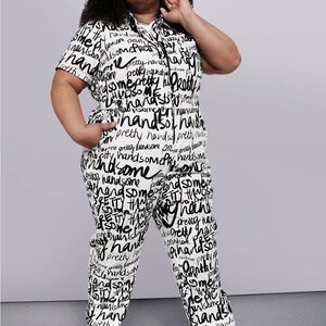Wildfang Black and White Graphic Jumpsuit
